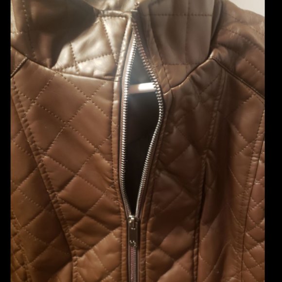 Brand New Ladies Brown Leather Jacket Size Medium - Picture 3 of 11
